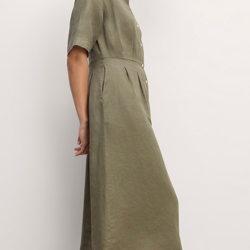 Everlane Frolic Linen Dress NWT - Olive - Size 6 - Picture 2 of 5